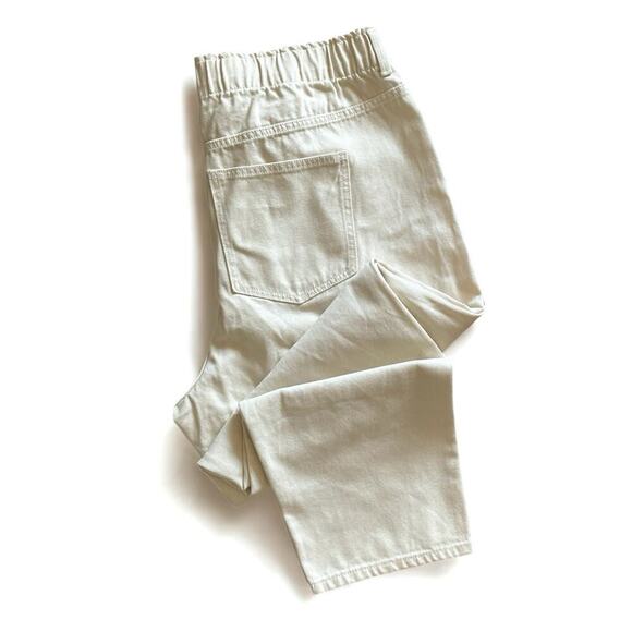 H&M Wide Leg Paperbag Jean NWT Women 20 Plus Ivory White Baggy Denim Sustainable - Picture 1 of 16